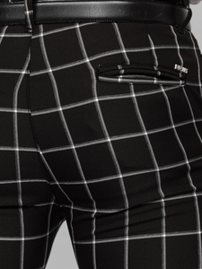 Pantalón chino de tela a cuadros para hombre negro Bolf 0046