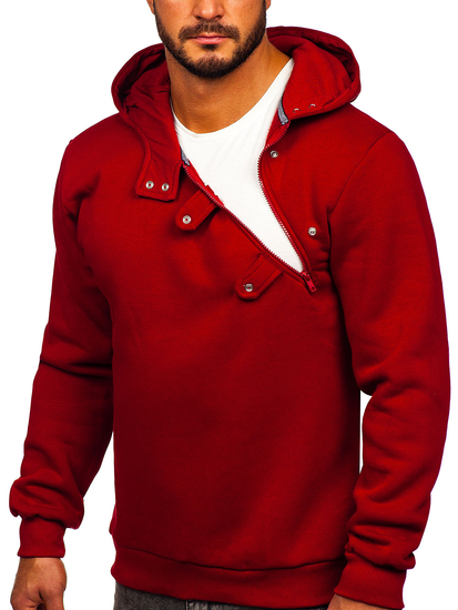 Sudadera gruesa con capucha para hombre burdeos Bolf 06