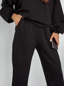 Conjunto de chándal de dos piezas con capucha para mujer color negro mantequilla Bolf 525