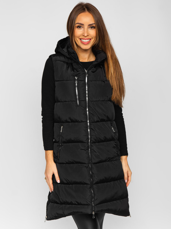 Chaleco acolchado largo para mujer negro Bolf 81261