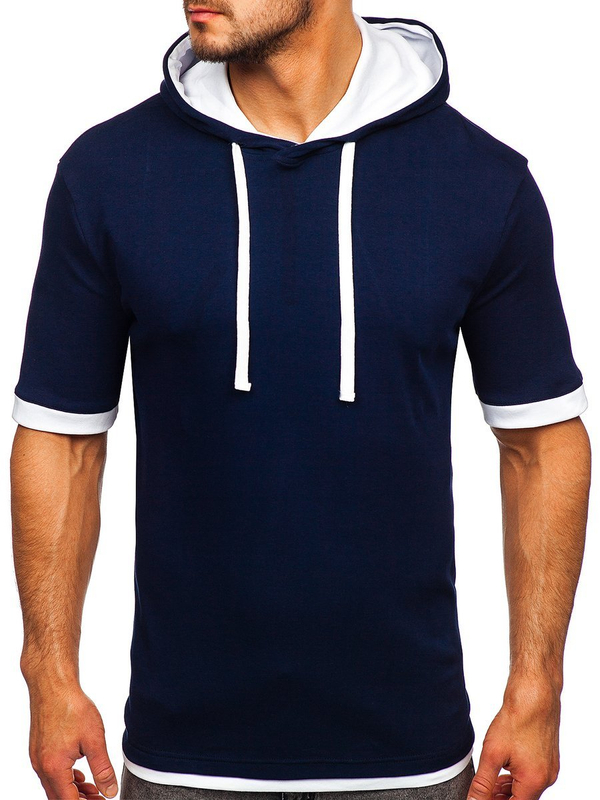 Camiseta sin estampado para hombre color azul oscuro Bolf 08