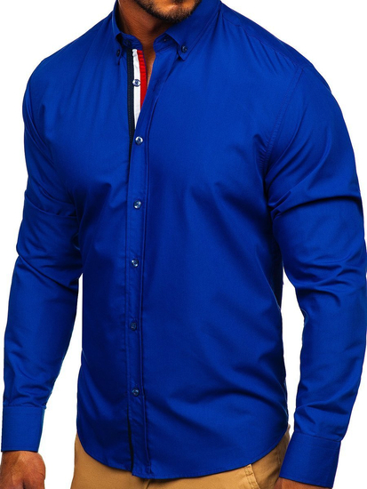 Camisa elegante de manga larga para hombre cobalto Bolf 3713