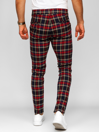 Pantalón chinos a cuadros de tela para hombre azul oscuro Bolf 184165