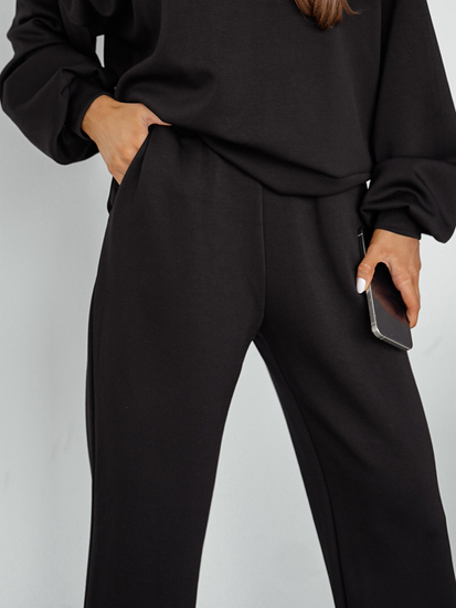 Conjunto de chándal de dos piezas con capucha para mujer color negro mantequilla Bolf 525