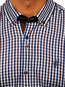 Camisa a cuadros de manga corta para hombre marrón Bolf 4510