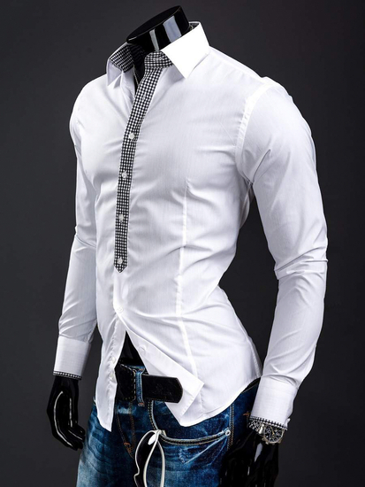 Camisa de hombre elegante de manga larga blanca Bolf 0939A