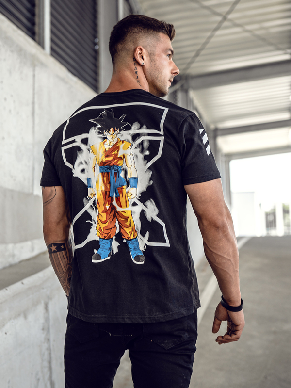 Camiseta de manga corta con impresión para hombre negro Bolf 14404A