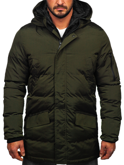 Chaqueta parka acolchada de invierno para hombre caqui Bolf 5M790