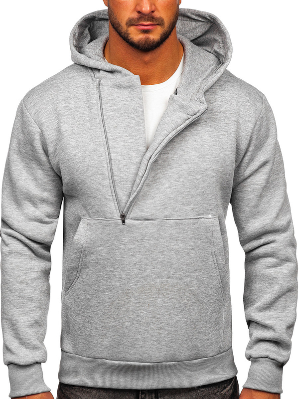 Sudadera gruesa con capucha para hombre gris oscuro Bolf 02