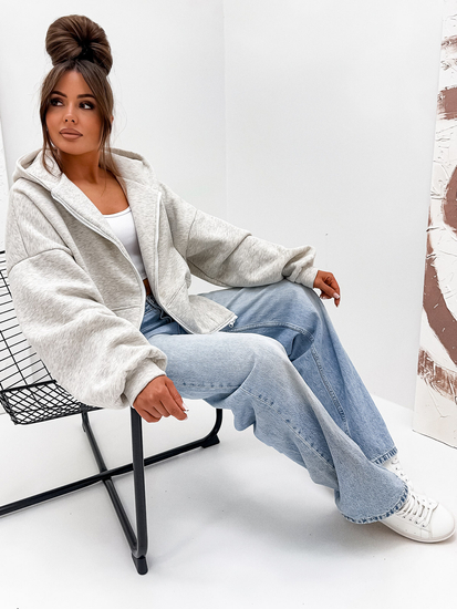 Sudadera con capucha y cuello de mariposa para mujer jaspeada Bolf 821112