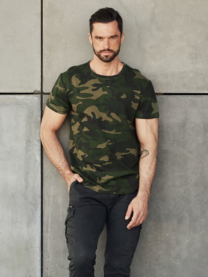 Camiseta de camuflaje para hombre color caqui Bolf S807