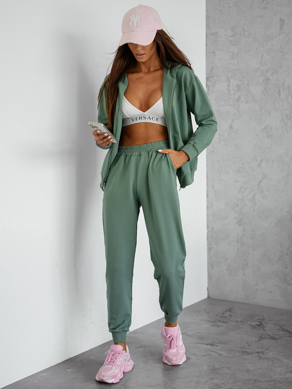 Conjunto de chándal de dos piezas con capucha para mujer color caqui Bolf 821110