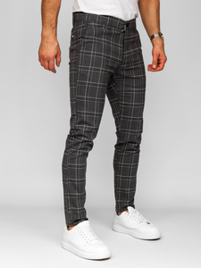 Pantalón chinos a cuadros de tela para hombre grafito Bolf 184168