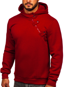 Sudadera gruesa con capucha para hombre burdeos Bolf 06