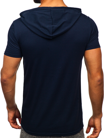 Camiseta de manga corta con capucha con impresión para hombre azul oscuro Bolf 8T978