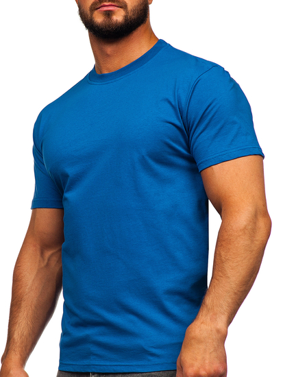 Camiseta lisa de algodón azul para hombre Bolf 192397