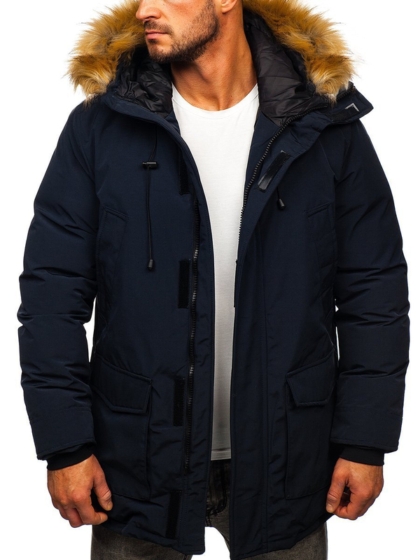 Chaqueta parka de invierno para hombre color azul oscuro Bolf 1173