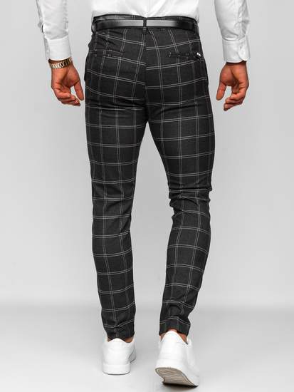 Pantalón chinos a cuadros para hombre grafito Bolf 0036