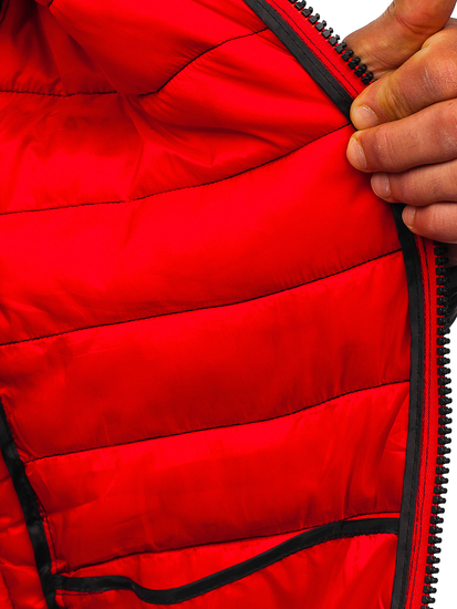 Chaqueta deportiva de entretiempo camuflaje para hombre negro y rojo Bolf SM83