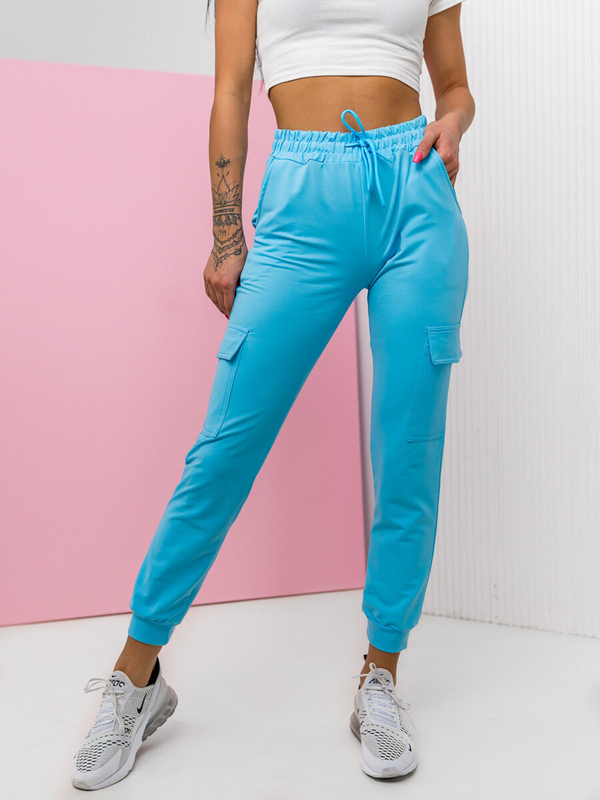 Pantalón de chándal tipo cargo para mujer azul claro Bolf HW2516C
