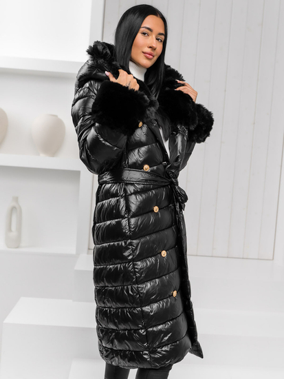 Abrigo largo de invierno acolchado con capucha para mujer color negro Bolf 5M3160A