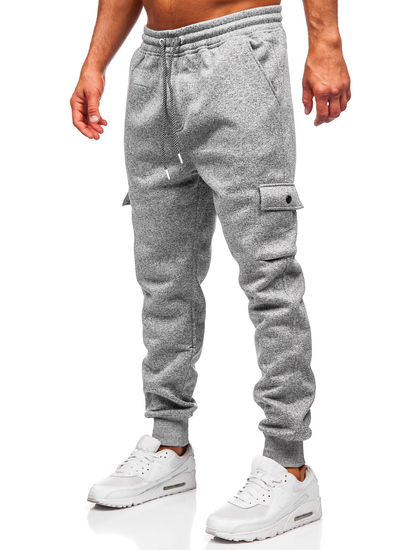 Pantalón forrado de chándal jogger para hombre gris Bolf Q1108
