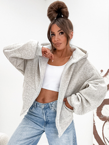 Sudadera con capucha y cuello de mariposa para mujer jaspeada Bolf 821112