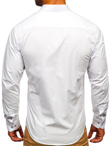 Camisa elegante de manga larga para hombre blanco Bolf 3713