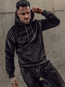 Chándal velour con capucha para hombre negro Bolf 3A82-A