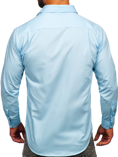 Camisa elegante de maga larga para hombre azul claro Bolf M14