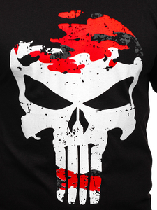 Camiseta de hombre negra y roja con estampado Bolf 2098