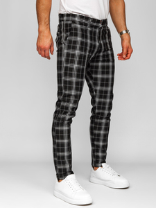 Pantalón chinos a cuadros de tela para hombre negro Bolf 184167