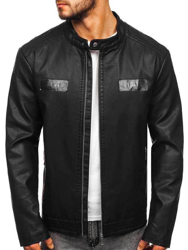 Chaqueta de cuero para hombre negro Bolf 1122