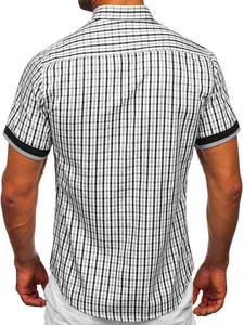 Camisa a cuadros de manga corta para hombre negro Bolf 4510