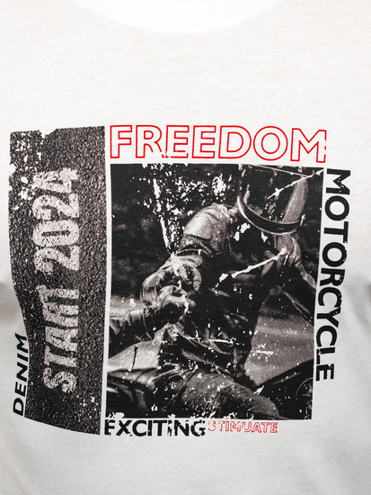 Camiseta estampada de algodón para hombre Blanco Bolf MPO3475