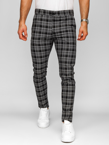 Pantalón chinos a cuadros de tela para hombre negro Bolf 184175