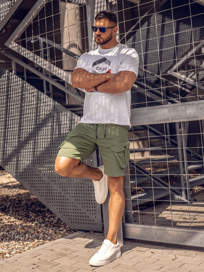 Camiseta algodón de manga corta con impresión para hombre blanco Bolf 14741A