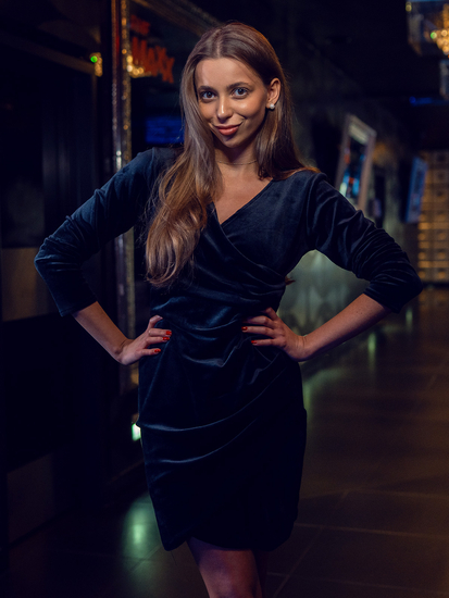 Vestido de velour con arrugas para mujer negro Bolf Bellisima