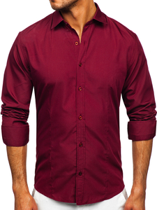 Camisa elegante burdeos de manga larga para hombre Bolf 1703