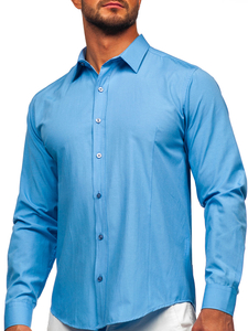 Camisa elegante azul claro de manga larga para hombre Bolf 1703