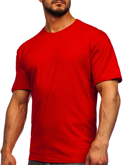 Camiseta de hombre de algodón roja sin estampado Bolf 192397