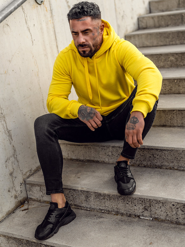 Sudadera tipo canguro con capucha para hombre amarillo Bolf 2009A