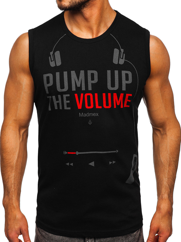 Camiseta de tirantes con impresión para hombre negro Bolf 14815