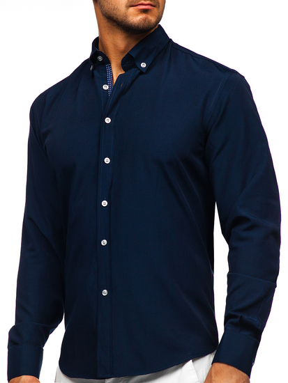 Camisa con manga larga para hombre color azul oscuro Bolf 20716