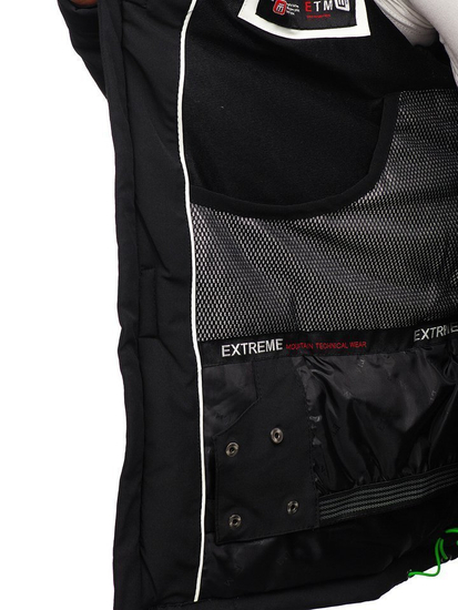 Chaqueta de invierno de esquí para hombre negro y verde Bolf 1910