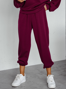 Conjunto de sudadera con capucha de dos piezas para mujer color burdeos Bolf 525