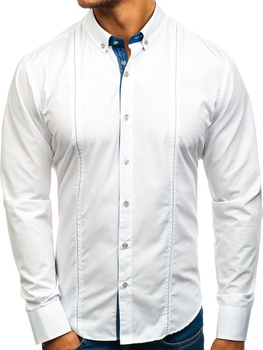 Camisa de manga larga elegante para hombre blanca Bolf 8822