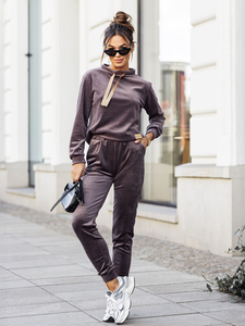 Chándal velour de dos piezas para mujer grafito Bolf 637