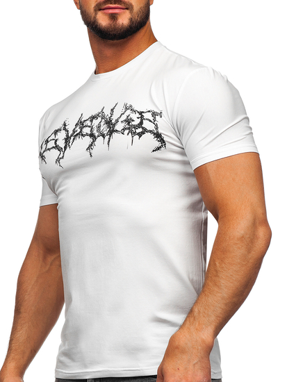 Camiseta de manga corta con impresión para hombre blanco Bolf MT3027