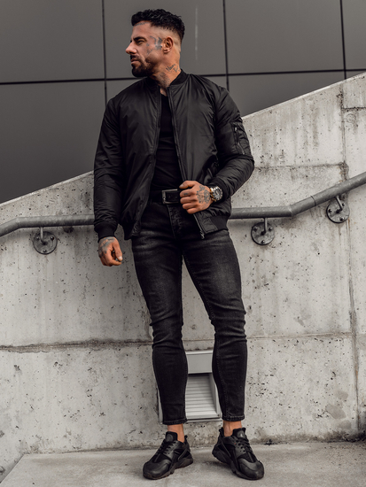 Chaqueta bomber de entretiempo para hombre negro Bolf AK95A